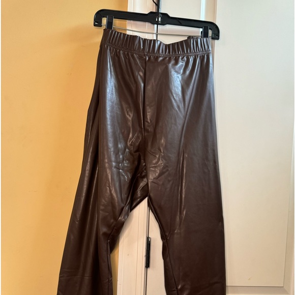 Women’s Faux leather- leggings- Brown - Picture 2 of 7